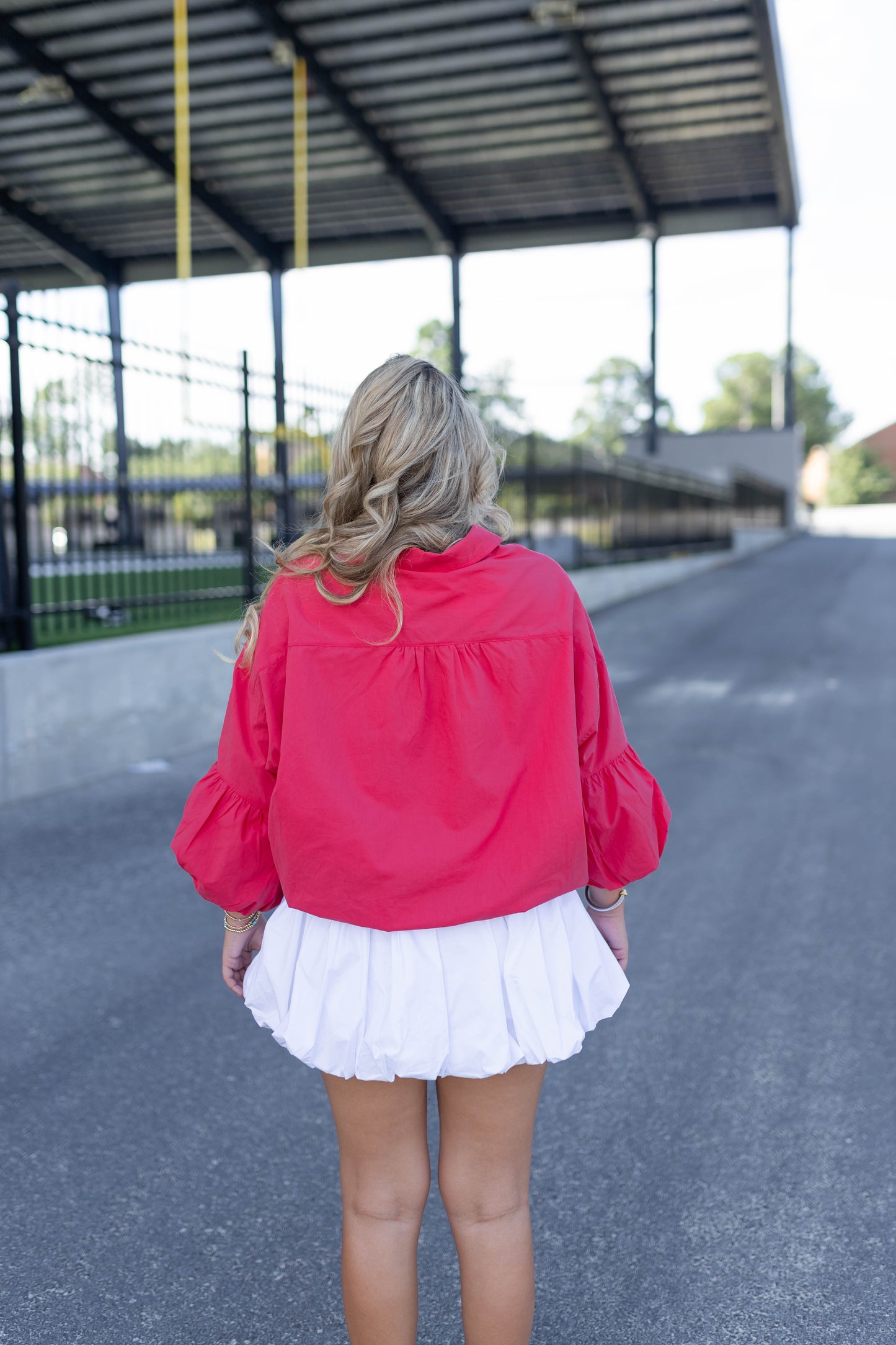 Berry Red Balloon Sleeve Blouse