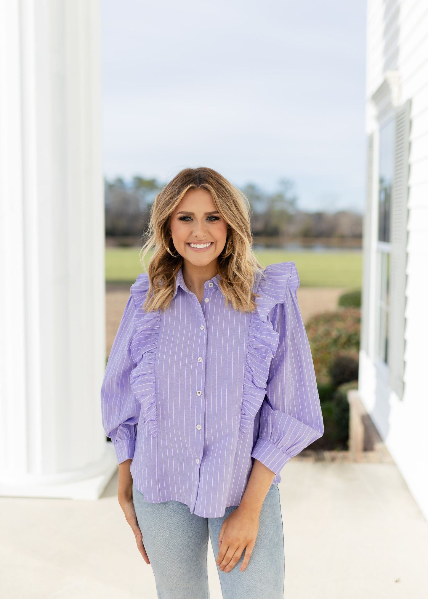 Ruffles and Stripes Top - Lavender