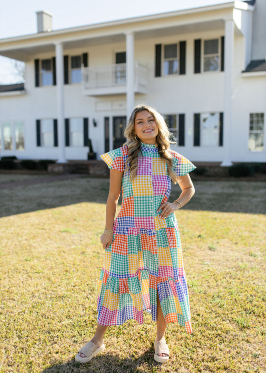 Sunrise Gingham Maxi Dress