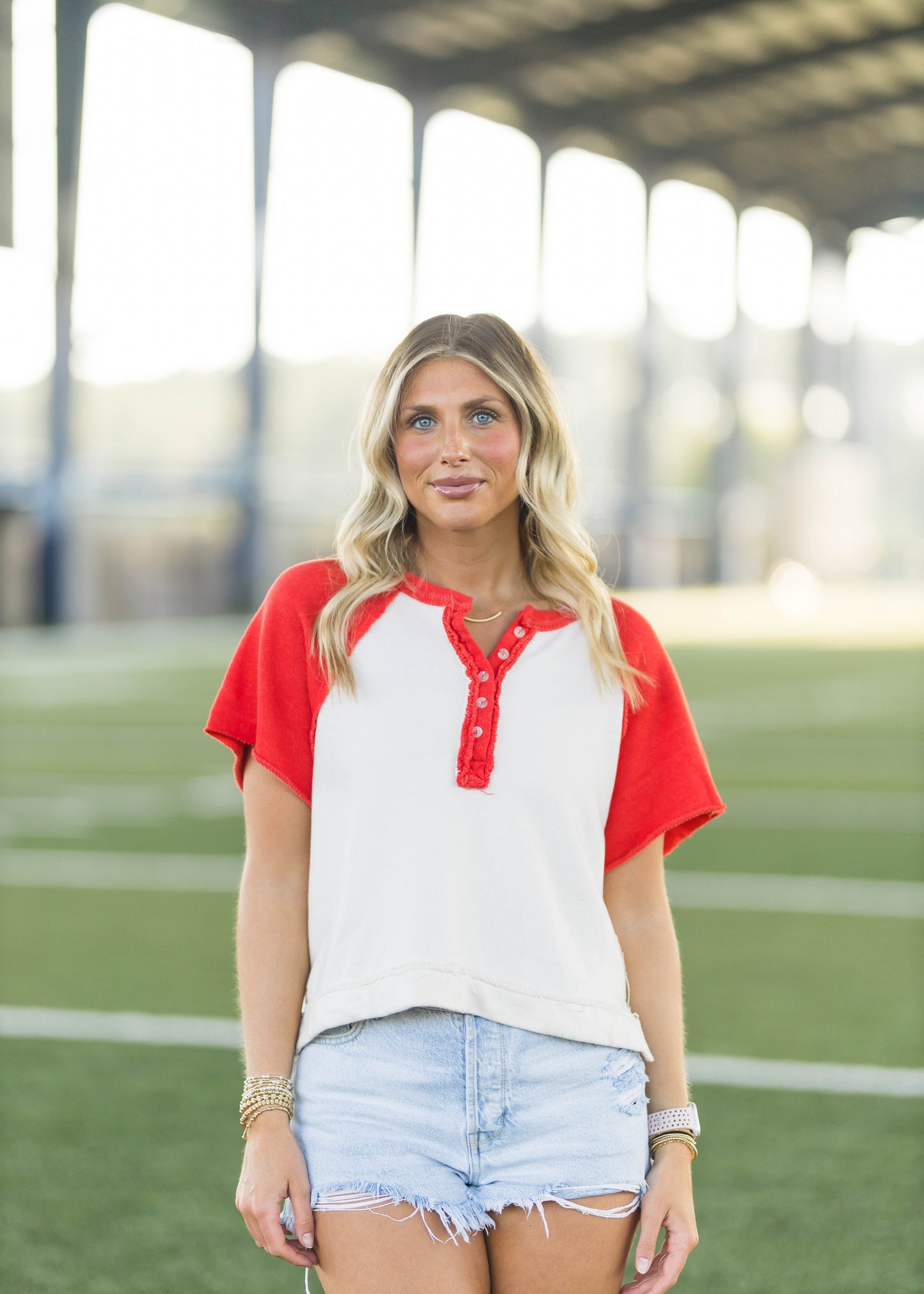 Red Raglan Oversized Crop Top