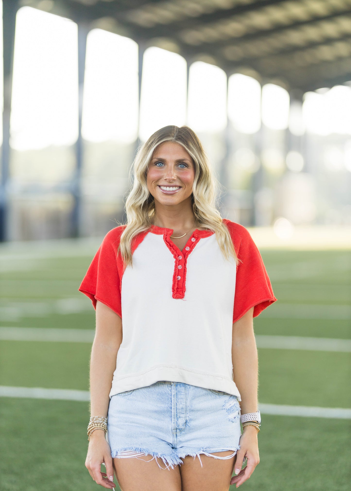 Red Raglan Oversized Crop Top