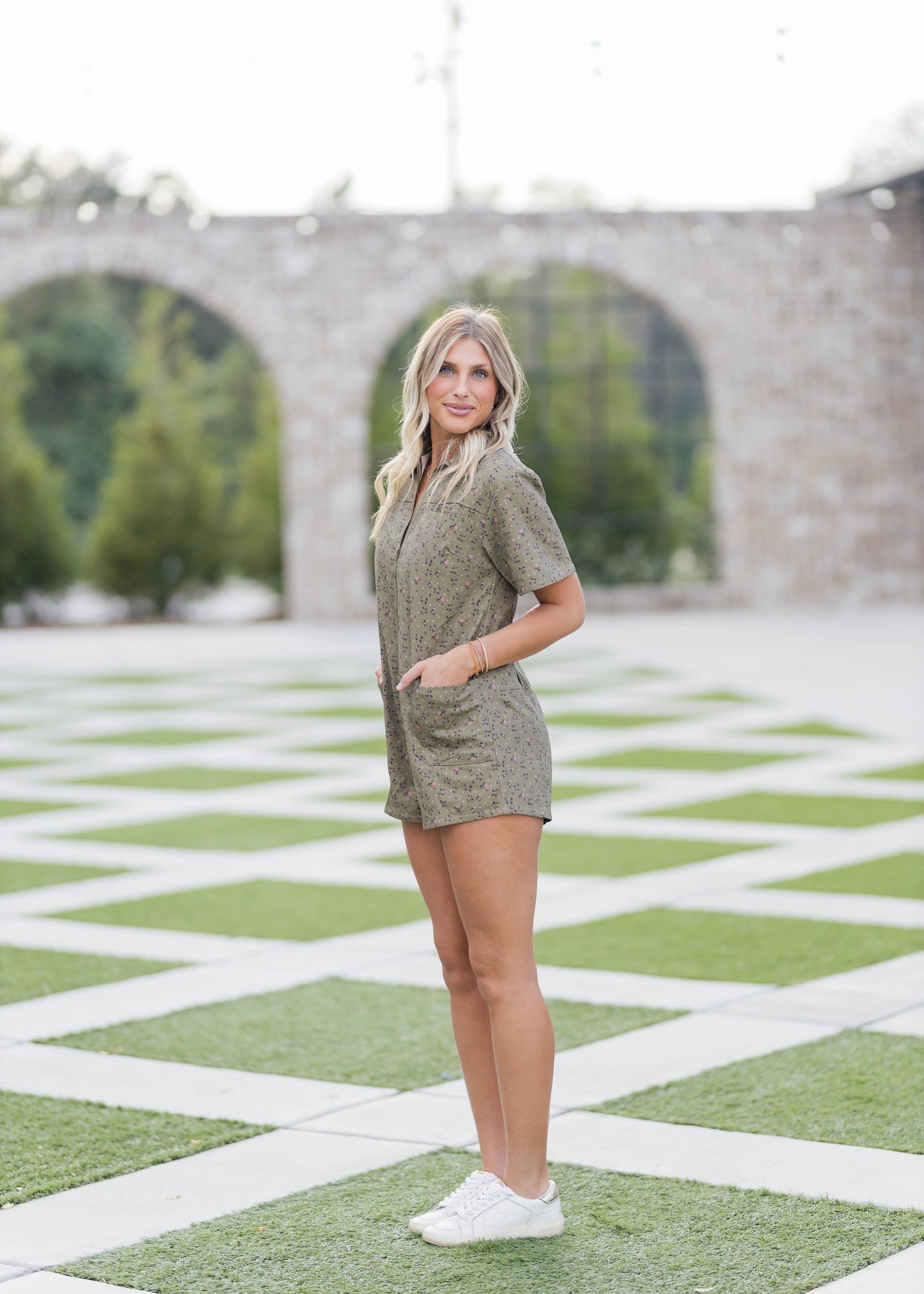 Olive Floral Playsuit Romper