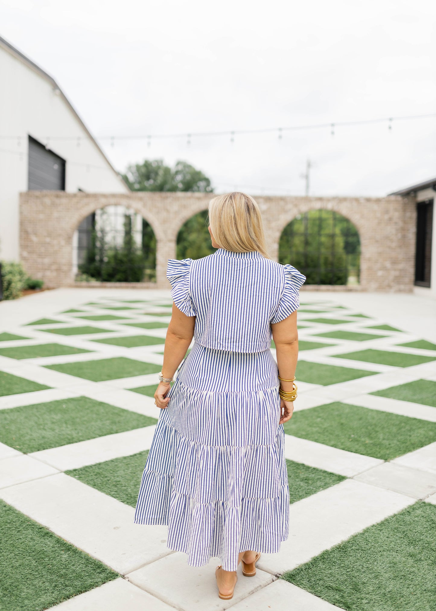 Royal Seersucker Maxi Dress