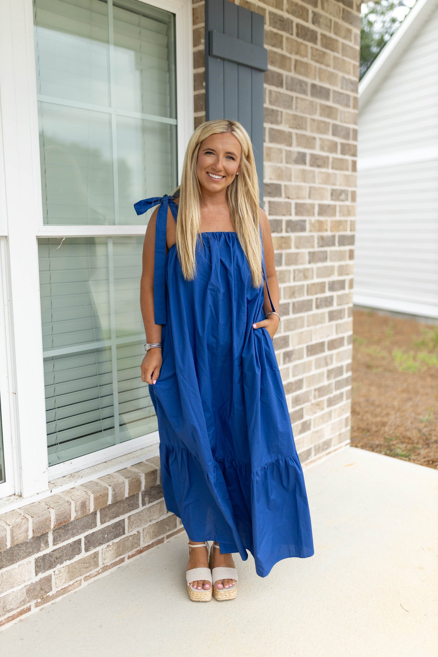 Electric Blue Bow Maxi Dress