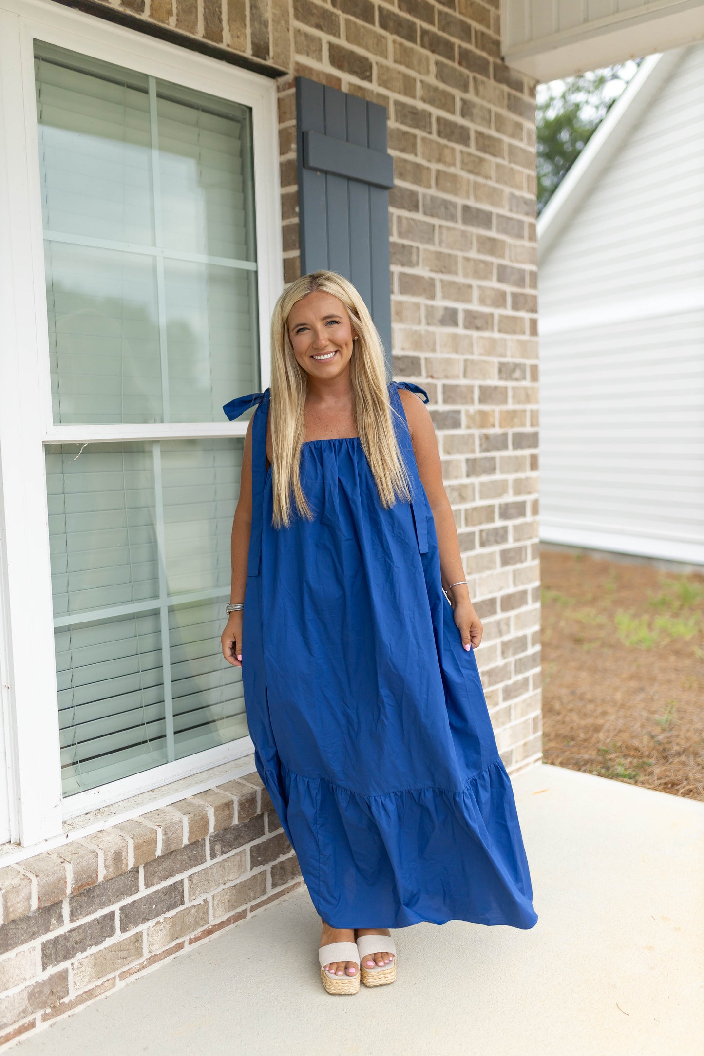 Electric Blue Bow Maxi Dress