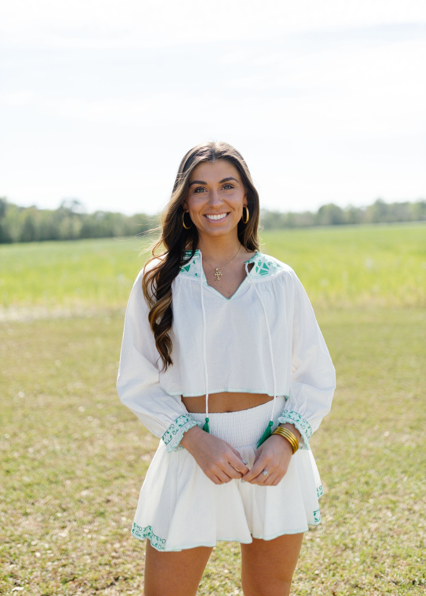 Emerald Embroidered Short Set