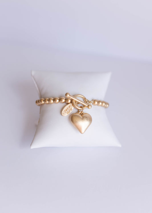 Maggie Heart Bracelet - Worn Gold